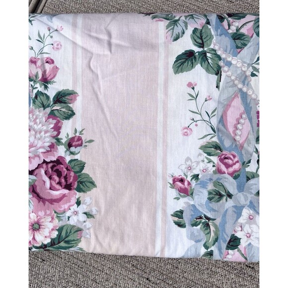 Croscill Vtg Princess Floral Panel Blush/Peach Bows Weighted Pole Rod 40x86 In - Picture 3 of 9